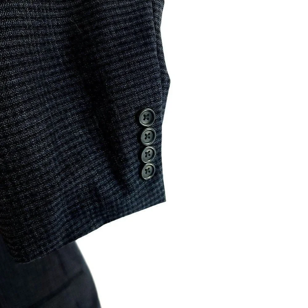 Pronto Uomo Platinum Wool 2 Button Sport Coat 42R Blue Check Tagged 44L See Desc
